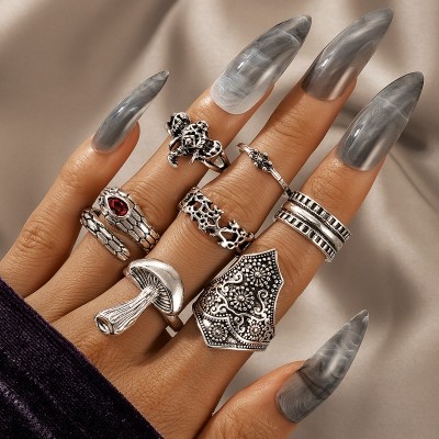 7 Pcs Mushroom Finger Rings