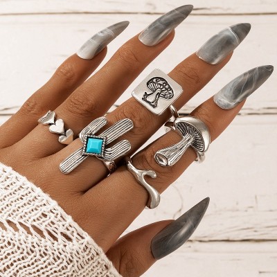 5 Pcs Cactus Finger Rings