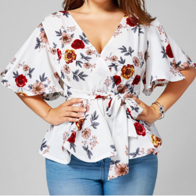 Women Flower Chiffon Tops