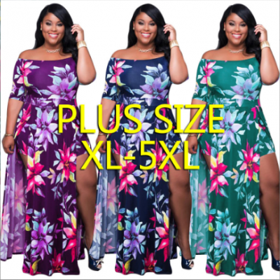 Plus Size Women Flower Dress