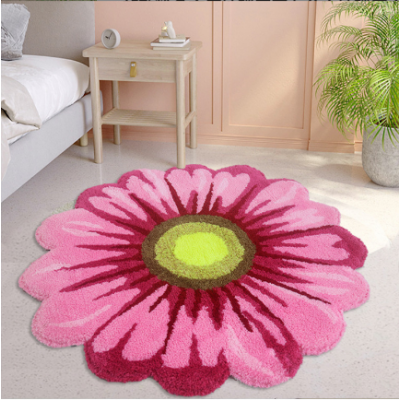 Pink Round Flower Floor Mat