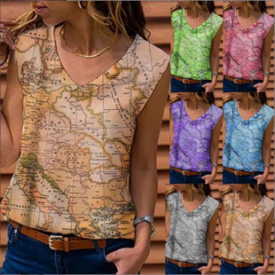 Women Map Printed Vest