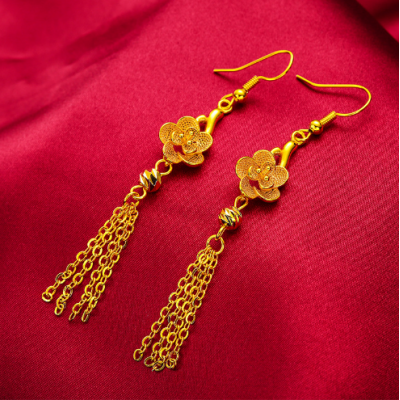 Women Flower Copper Earrings