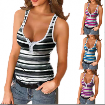 Womens Stripe Sleeveless Vest