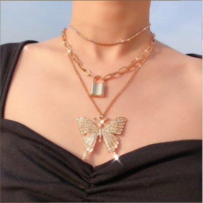 Women Butterfly Lock Necklace