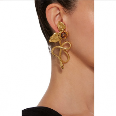 Women Rose Snake Earrings