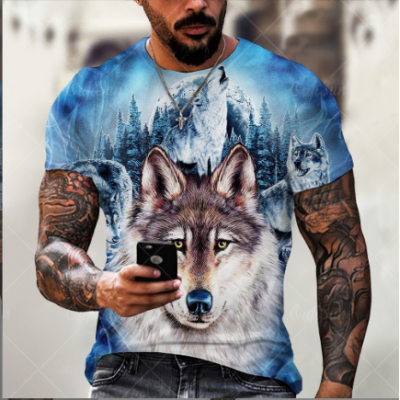 Men's Wolf Printed Tops