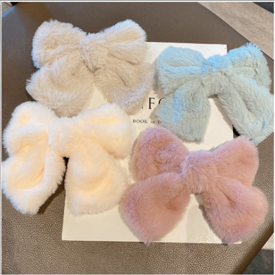 Women Plush Hair Bow Clips