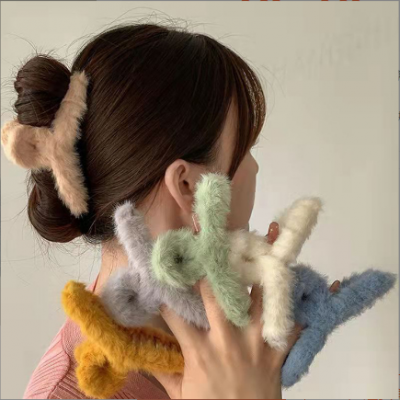 Fluffy Plush Hair Claw Clips