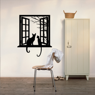 Cat Window Wall Stickers