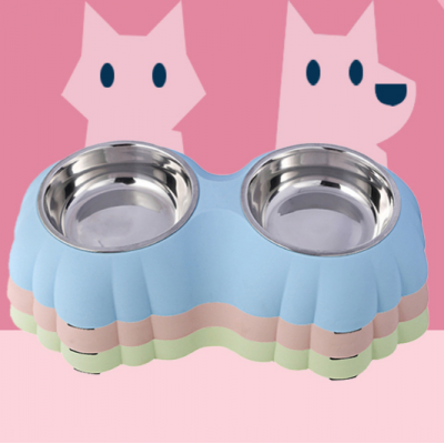 Cute Pet Dog Double Bowl