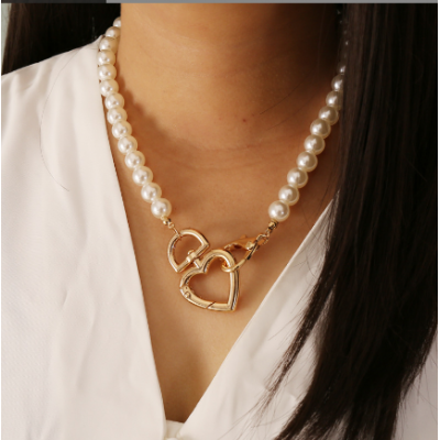 Artificial Pearl Love Necklace