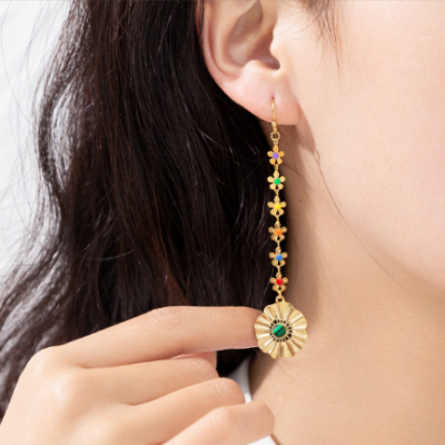 Women Long Flower Earrings