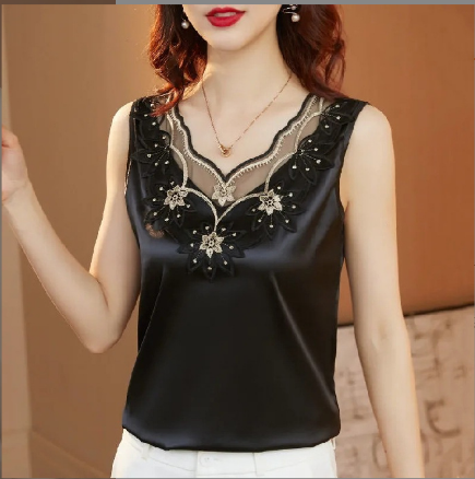 Women V-neck Lace Tops