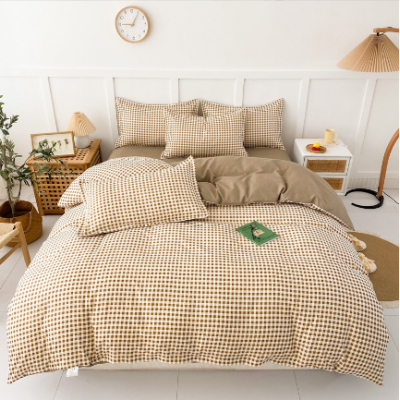 4PCS Grid Bedding Sheet Set