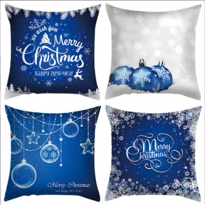Christmas Blue Cushion Cover