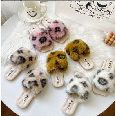 Women Kids Fur Slipper Sandals