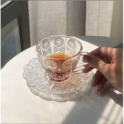 Ins Glass Cup with Dish