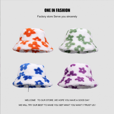 Flower Plush Bucket Hats