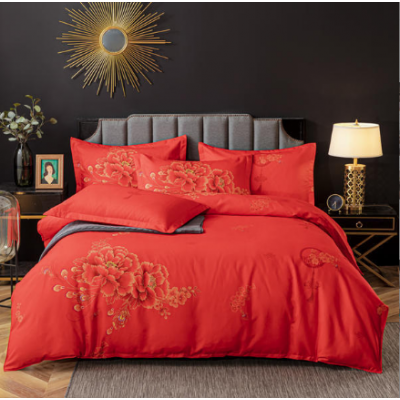 4Pcs Red Bedding Sheet Set