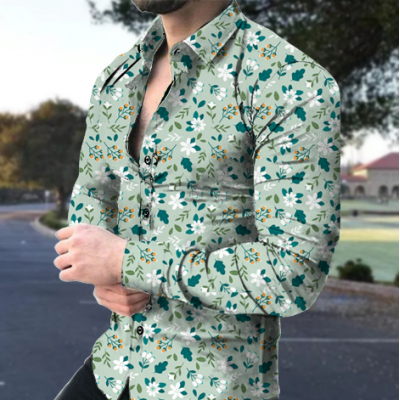 Men's Long Sleeve Flower Shirt