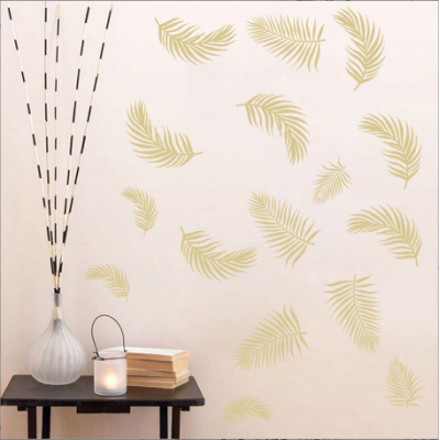 Golden Feather Wall Stickers