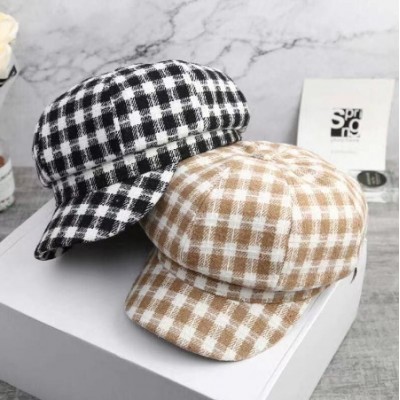 Women Grid Beret Hat