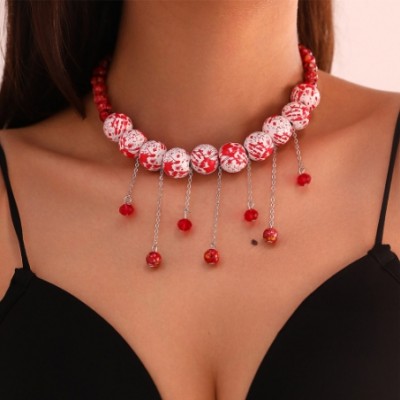 Red Beads Choker Necklace