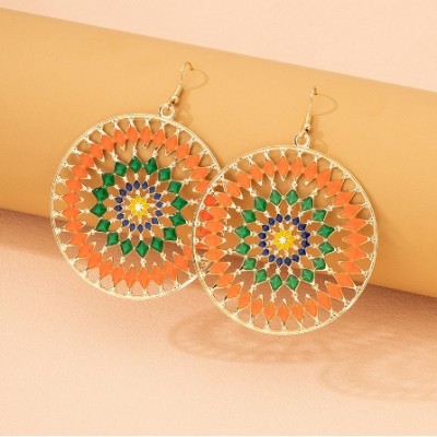 Women Flower Round Earrings