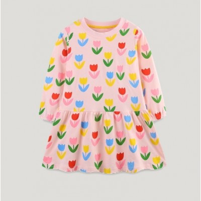 Kids Cute Flower Long Dress