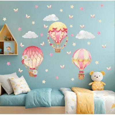 Pink Parachute Wall Stickers